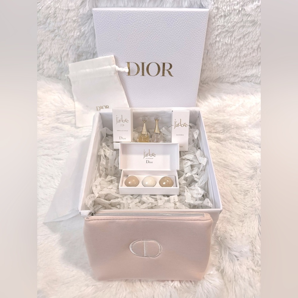 Dior Set, Jadore EDP, l'Or, Lotion/Scrub/BodyWash, Cosmetic Bag, Pouch, Gift Box